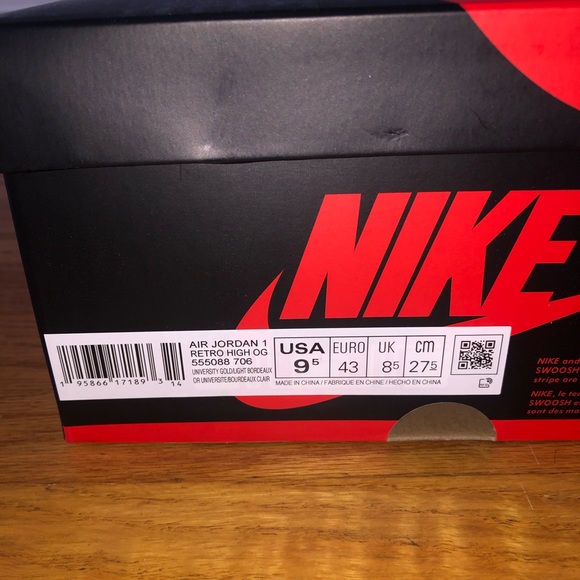 Nike Air Jordan 1 Retro High OG 555088 706 Brotherhood Gold/Bordeaux Sz 9.5 NIB - Picture 5 of 13